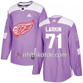 Detroit Red Wings Trikot Dylan Larkin 71 Adidas 2017-2018 Lila Fights Cancer Practice Authentic - Herren